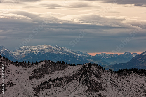 Hot air balloon over Churfirsten