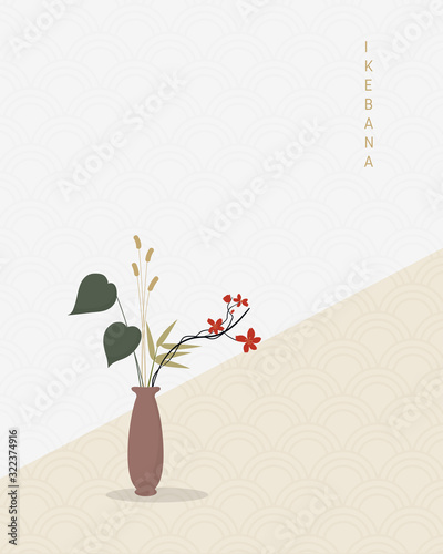 Traditional Japanese style flower arrangement calling 
