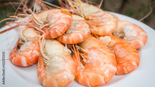 Grilled seafood.Grilled Shrimp close up