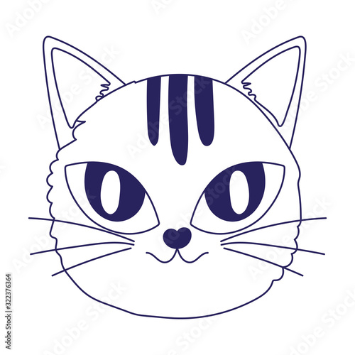 cute cat face cartoon character pets lineal design