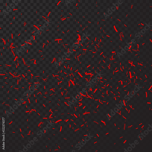 Red confetti on a dark background. Design element. Vector illustration