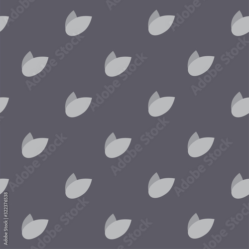 Vector seamless pattern on simple dark gray background with light gray petals. For prints, textile, fabric, paper. 