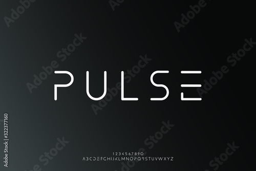 Pulse, an Abstract technology science alphabet font. digital space typography vector illustration design 