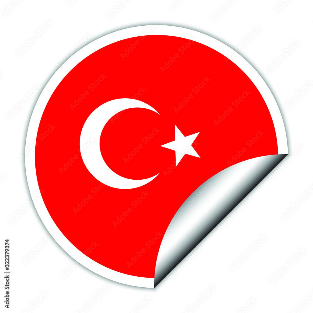 Turkey flag . sticher round flag of Turkey - vector Turkey flag . sticher round flag of Turkey - vector
