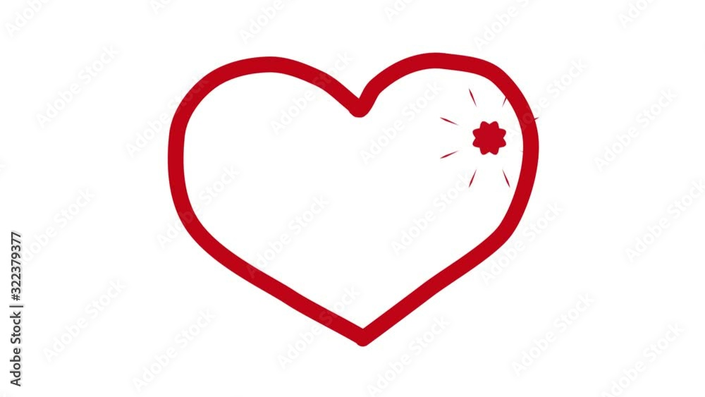 Red heart on white background. Love story. Valentines day. Drawn animation with flower. 4K Red heart on white background. Love story. Valentines day. Drawn animation with flower. 4K