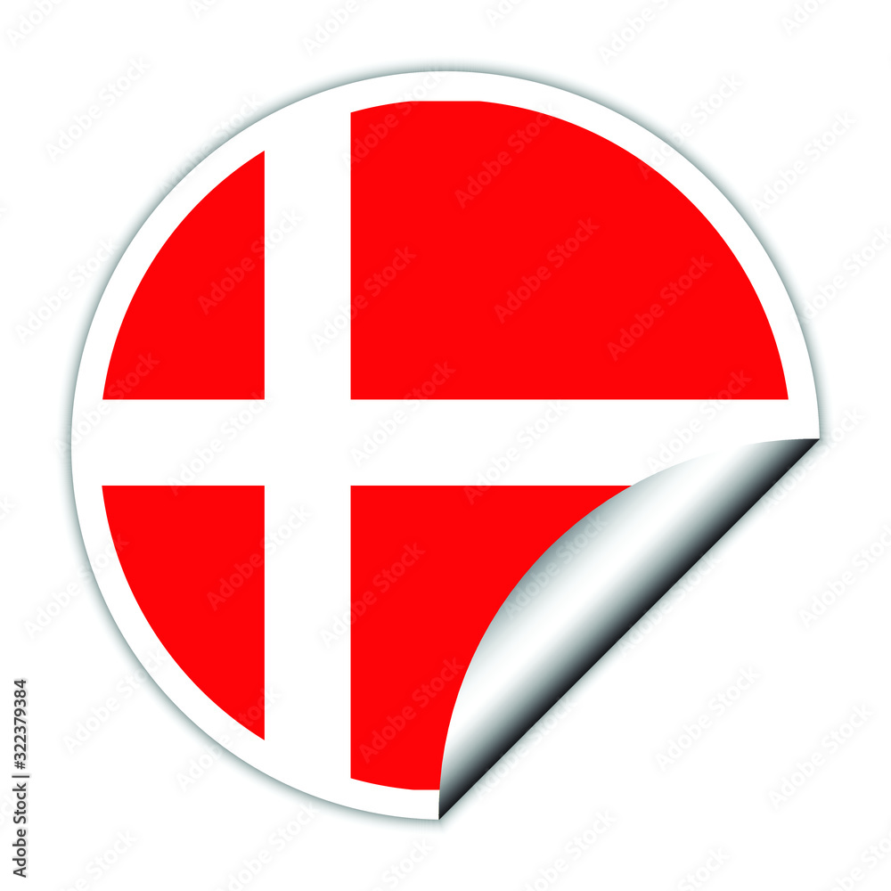Obraz premium Denmark flag . sticher round flag of Denmark - vector 