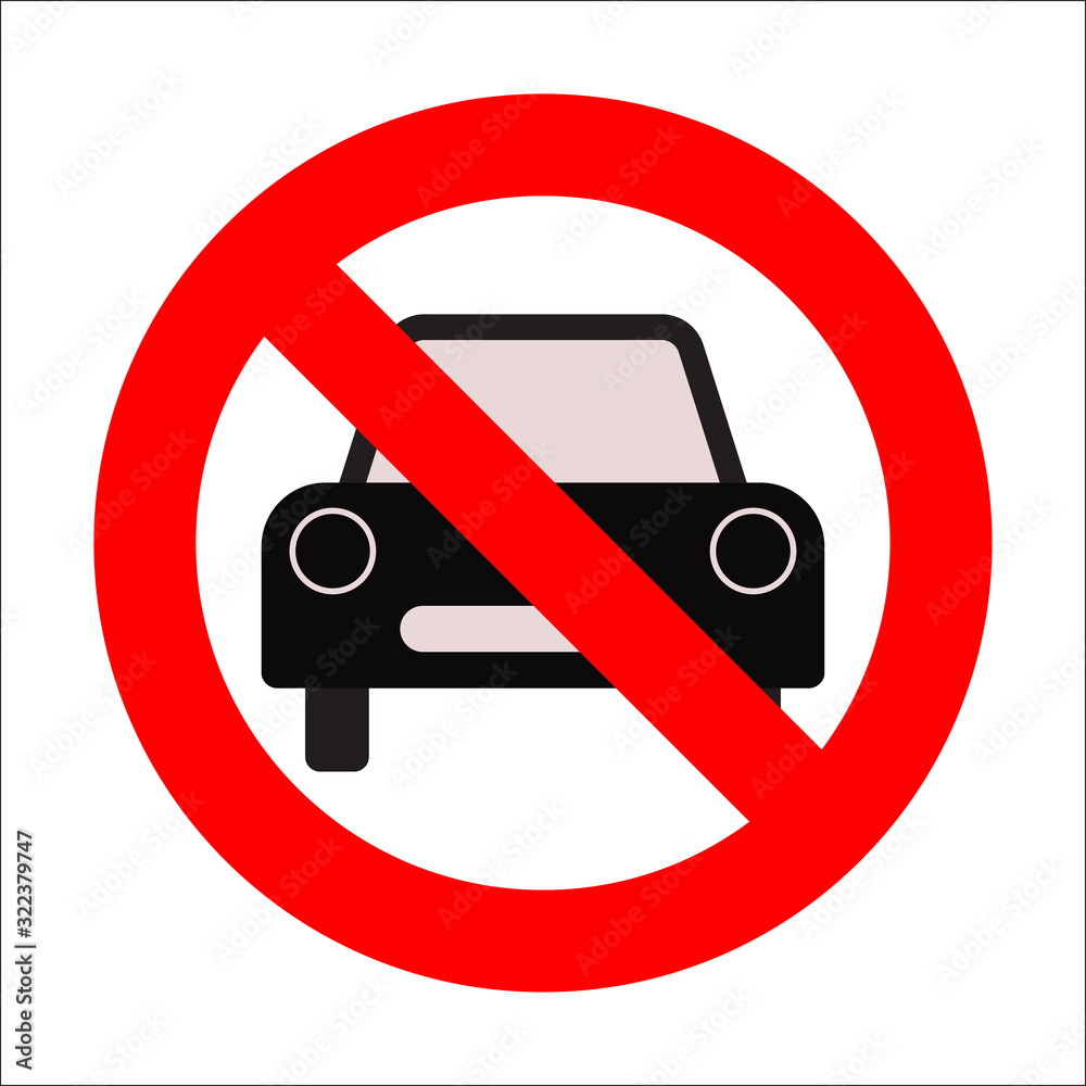 prohibition sign no parking, no car, attention on the road prohibition sign no parking, no car, attention on the road