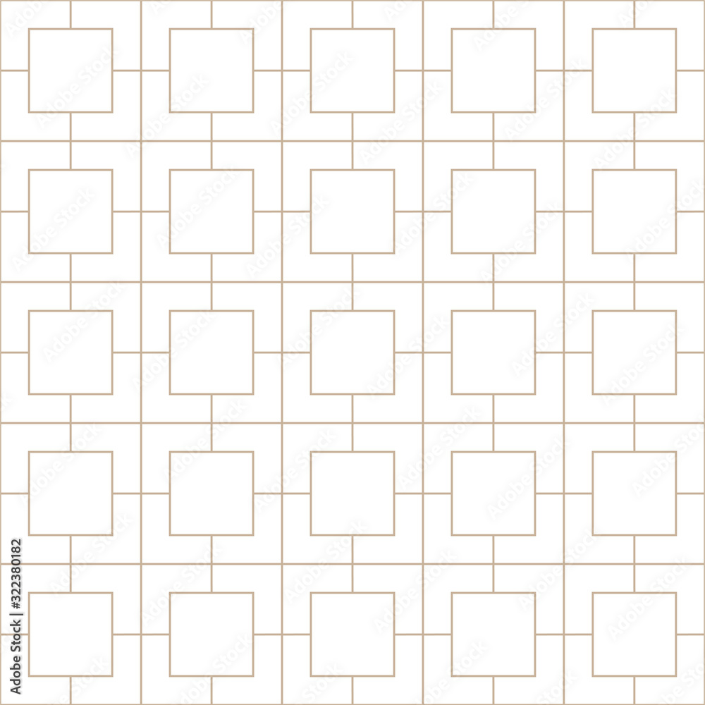 Vector seamless geometric ornamental minimalistic pattern. White oriental luxury background. Grid symmetric design