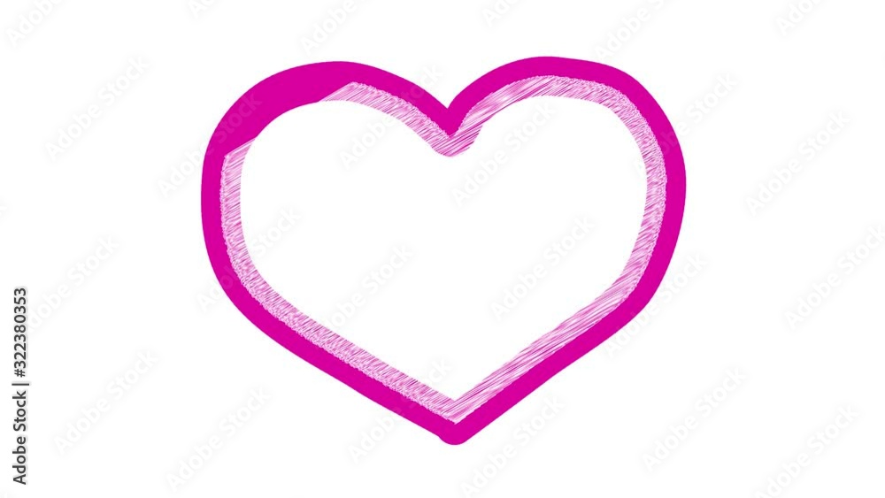 Pink heart on white background. Love story. Valentines day. Drawn animation. 4K Pink heart on white background. Love story. Valentines day. Drawn animation. 4K