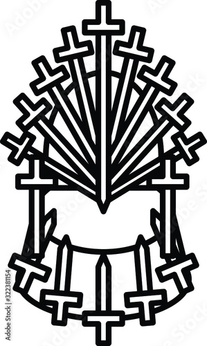 chair built of weapon icon, vector illustration