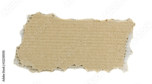 Torn pieces recycled cardboard isolated on white background. Banner. Copy space