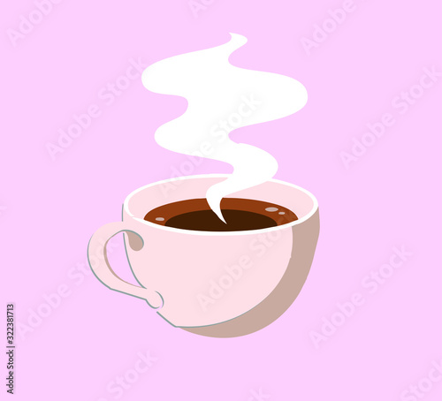 cup with coffee on a pink background