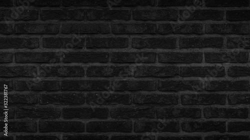 Dark black anthracite rustic brick wall texture banner