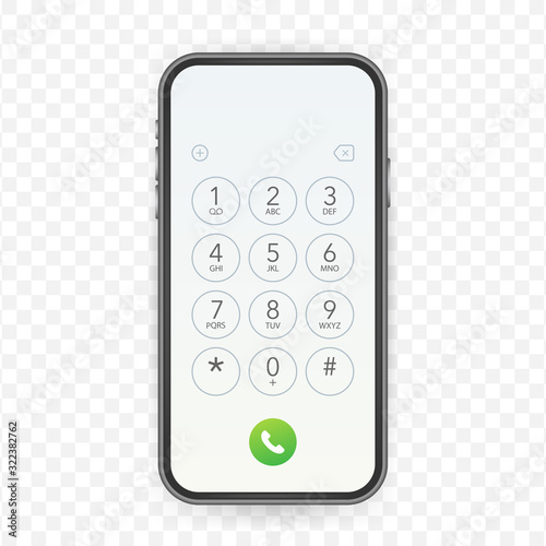 Keypad for on smartphone screen. Application Interface on mobile phone. Vector stock illustration.