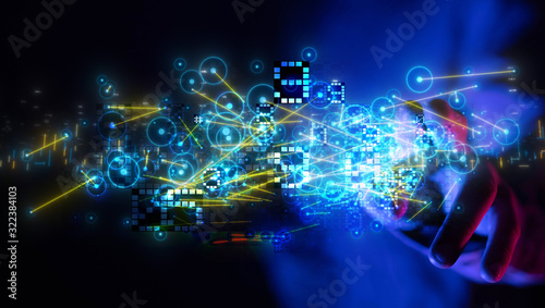 Innovation futuristic digital data binary code background technology © vegefox.com