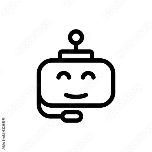 Chat bot icon vector. Thin line sign. Isolated contour symbol illustration