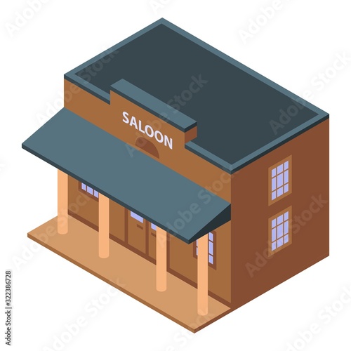 Saloon building icon. Isometric of saloon building vector icon for web design isolated on white background
