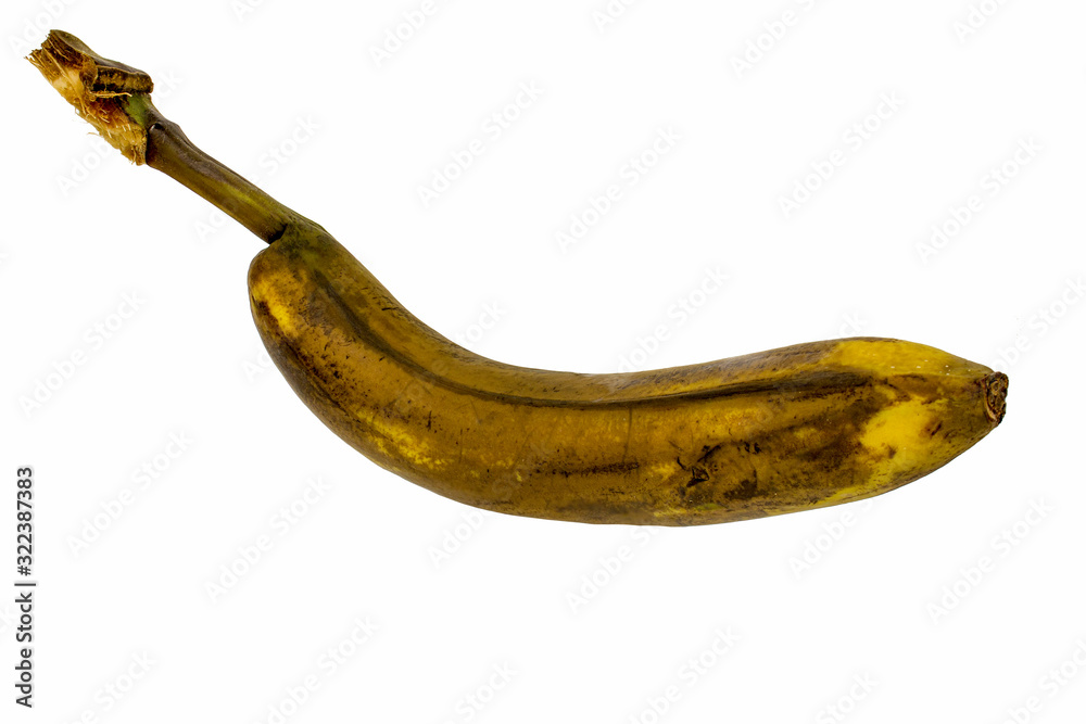 Sporty black and rotten banana isolated on white background Sporty black and rotten banana isolated on white background
