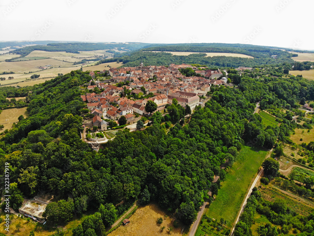 Aerial view of Flavigny-sur-Ozerain, Bourgogne