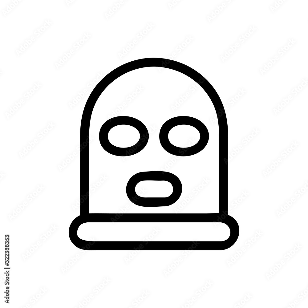 Mask thief icon vector. Thin line sign. Isolated contour symbol illustration Mask thief icon vector. Thin line sign. Isolated contour symbol illustration