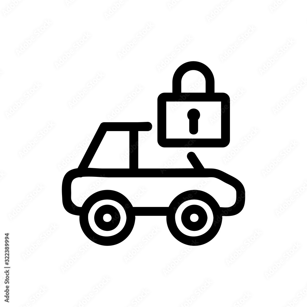 Car lock icon vector. Thin line sign. Isolated contour symbol illustration Car lock icon vector. Thin line sign. Isolated contour symbol illustration