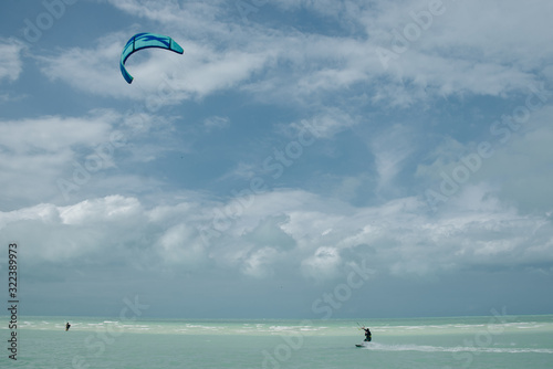 Photography mexico, island holbox - february 2020 Kite surfing at holbox island in the caribbean sea