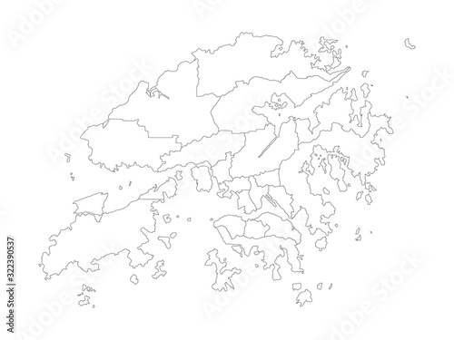 Hong kong map with provinces vector. white background and black outline. Perfect for business concepts, backgrounds, backdrop, banner, poster, chart, label, sticker and wallpapers.