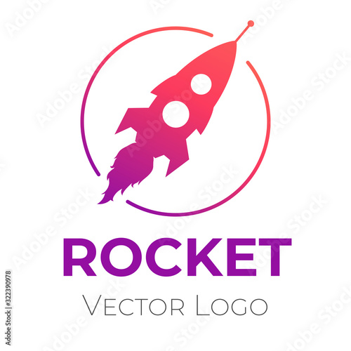 Rocket logo vector design template. Science, space, inventions, innovation minimalistic symbol.