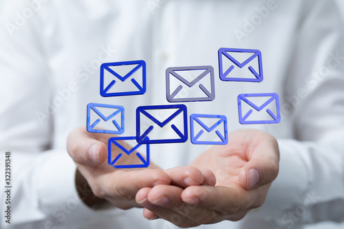 Hand Touching Email With Finger.