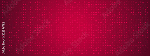 Bright dark deep red (burgundy, maroon) background with small hearts. Seamless female festive pattern, for Christmas, birthday, Valentine's day. Modern sparkle BG. Glitter party. Classic shine wall