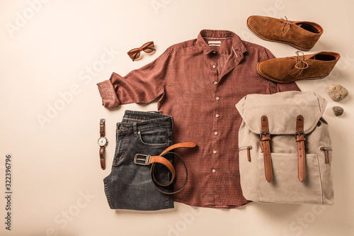 Men's clothing and accessories - tourist or traveler casual outfit photo