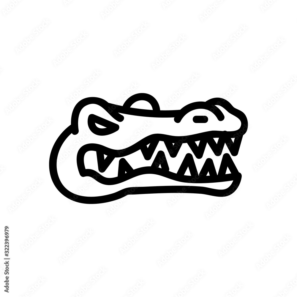 Crocodile icon vector. Thin line sign. Isolated contour symbol illustration Crocodile icon vector. Thin line sign. Isolated contour symbol illustration