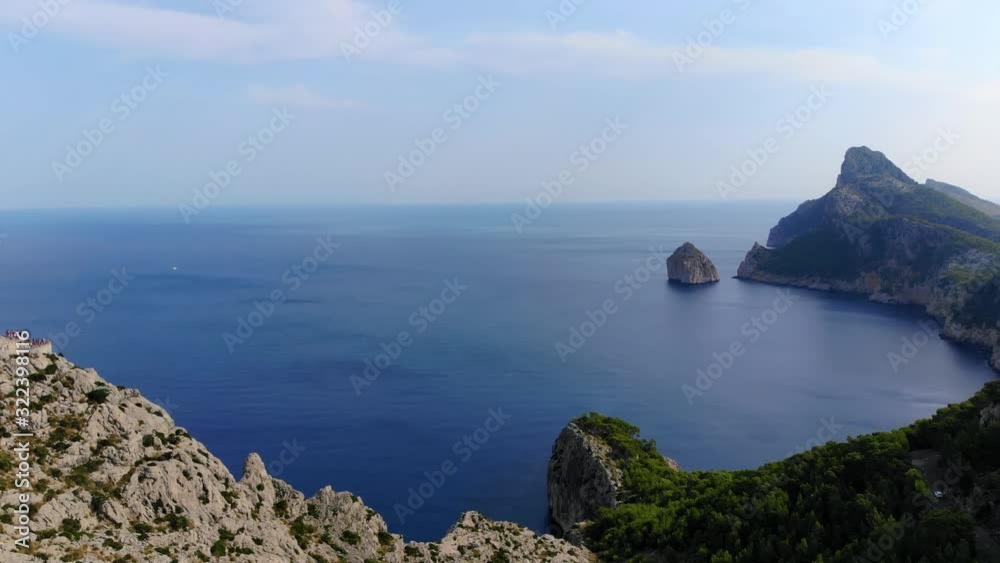 Aerial Panoramic View Of Cap De Formentor With Vast Calm Blue Ocean In The Background Aerial Panoramic View Of Cap De Formentor With Vast Calm Blue Ocean In The Background
