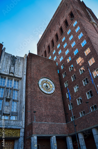 Monumental meeting building of the city Council of the Oslo. City hall is one of the most famous symbols of the Norwegian capital. Inside the town Hall can go to anyone, and for free. photo