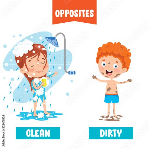 Opposite Adjectives With Cartoon Drawings