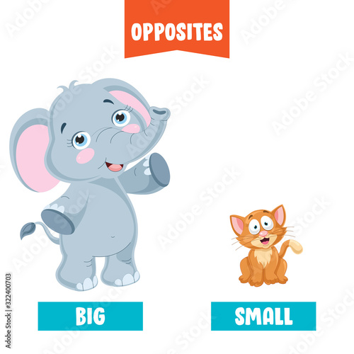 Opposite Adjectives With Cartoon Drawings