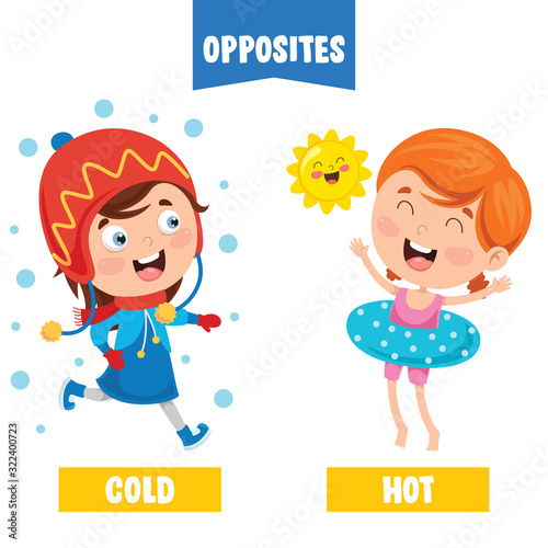 Opposite Adjectives With Cartoon Drawings