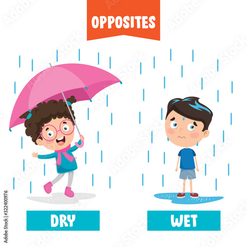 Opposite Adjectives With Cartoon Drawings