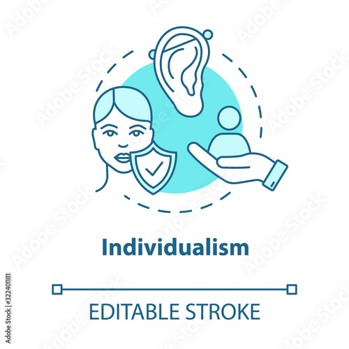 Individualism turquoise concept icon. Self-affirmation. Freedom of action. Individualist feminism idea thin line illustration. Vector isolated outline RGB color drawing. Editable stroke