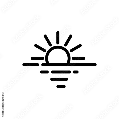 Sunset icon vector. Thin line sign. Isolated contour symbol illustration