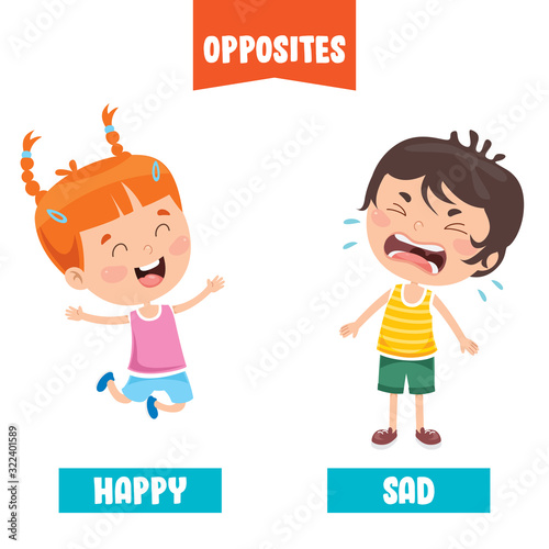 Opposite Adjectives With Cartoon Drawings