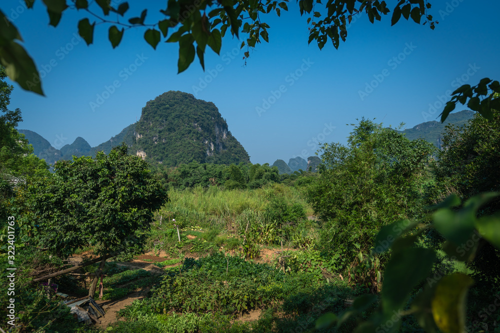 Fototapeta premium Green karst mountain landscape in Yangshuo