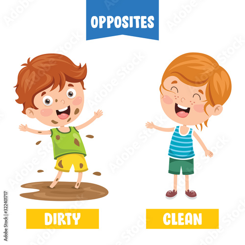 Opposite Adjectives With Cartoon Drawings