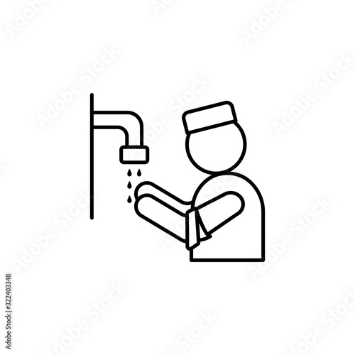 Islamic Ghusl, water, shower icon. Simple line, outline vector religion icons for ui and ux, website or mobile application