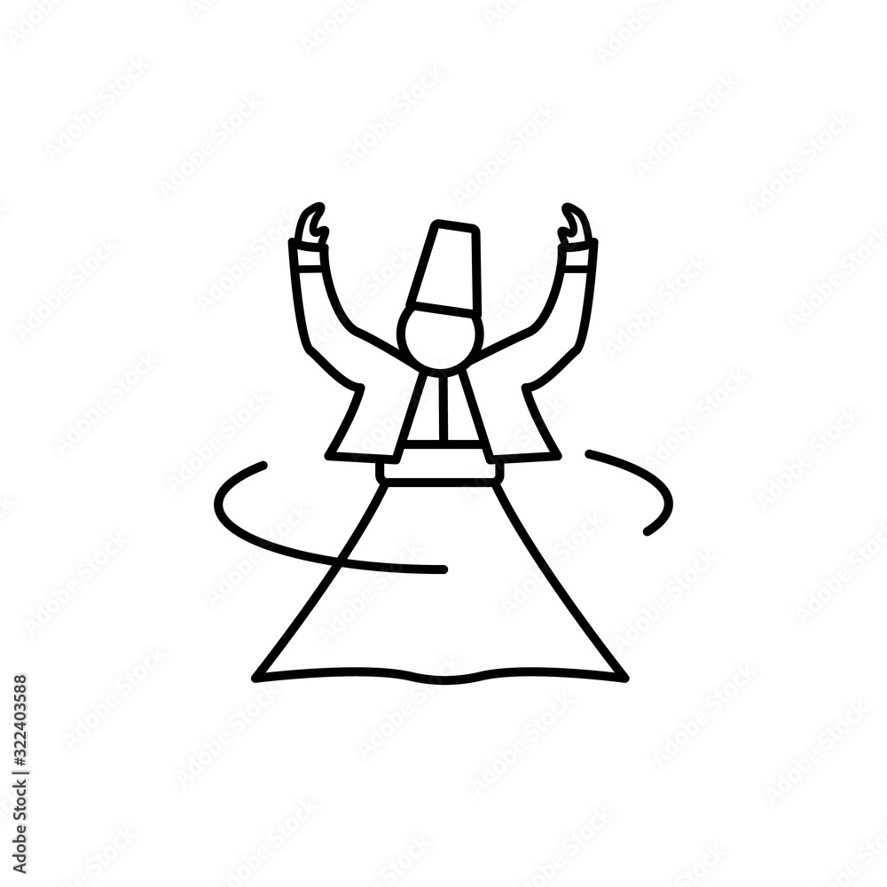 Sufi Mystic, dance, Islam icon. Simple line, outline vector religion icons for ui and ux, website or mobile application Sufi Mystic, dance, Islam icon. Simple line, outline vector religion icons for ui and ux, website or mobile application