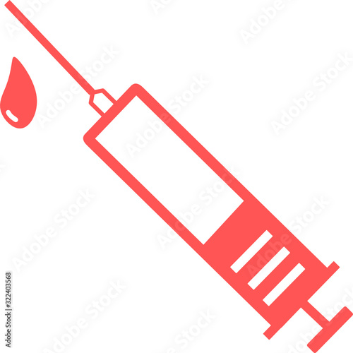 medical syringe, hypodermic needle, Inject needle concept of vaccination, injection. Trendy flat style. vector illustration. Drug dose business concept. Symbol web site design, logo, app, UI.