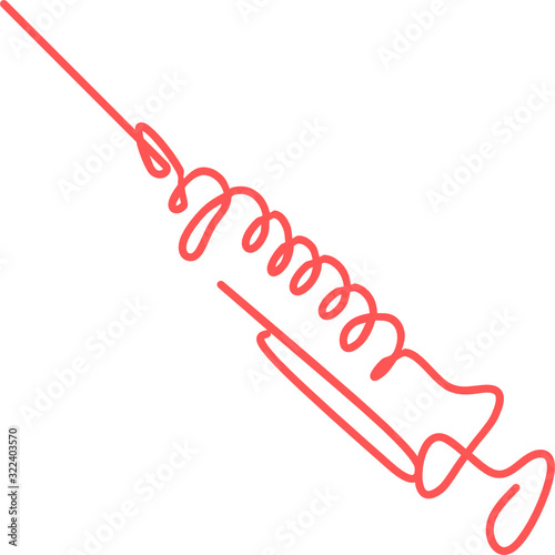 medical syringe, hypodermic needle, Inject needle concept of vaccination, injection. Trendy flat style. vector illustration. Drug dose business concept. Symbol web site design, logo, app, UI.