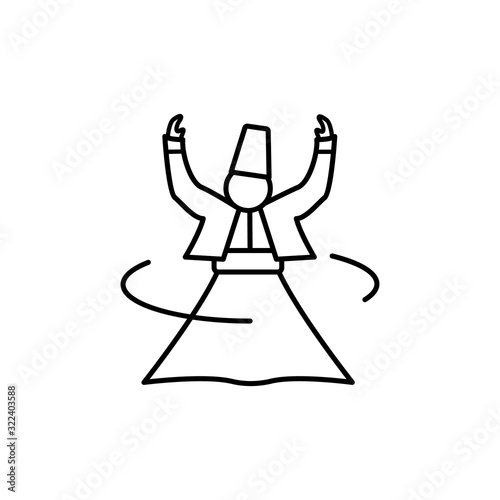 Sufi Mystic, dance, Islam icon. Simple line, outline vector religion icons for ui and ux, website or mobile application