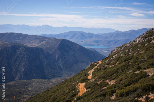 Picturesque mountain views near Parnassus, Greece photo