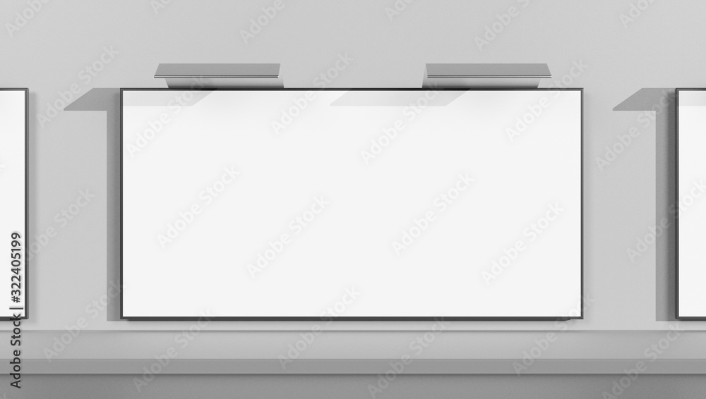 Blank street showcase banner. Mock up. Front view. 3D rendering Blank street showcase banner. Mock up. Front view. 3D rendering